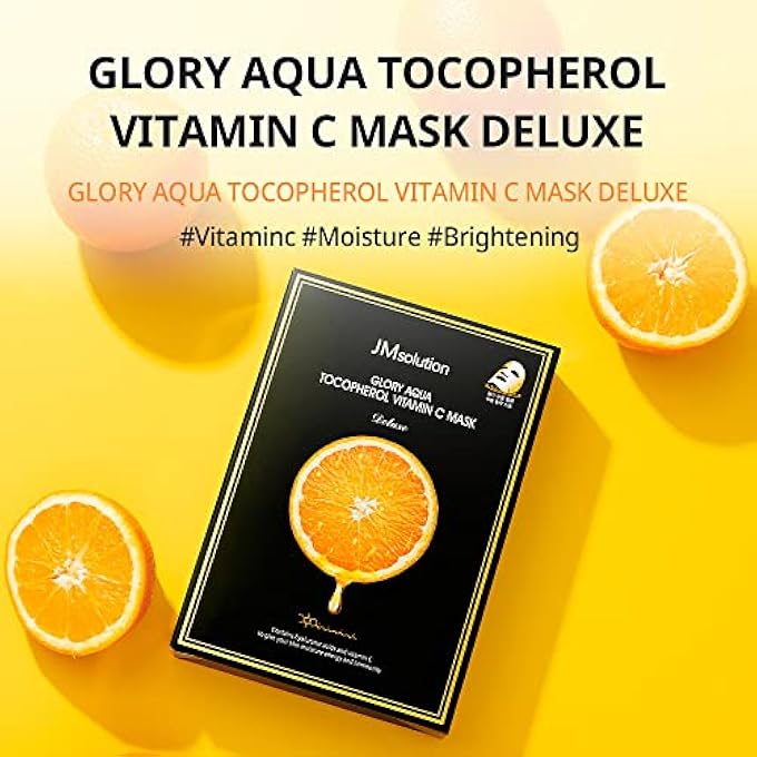 JMsolution GLORY AQUA TOCOPHEROL VITAMIN C MASK -HYALURONIC ACIDS-VITAMINE C, E -MOISTURE HYDRATING ELASTICITY CARE SKIN VITALITY FOR ALL SKIN TYPE - Image 2